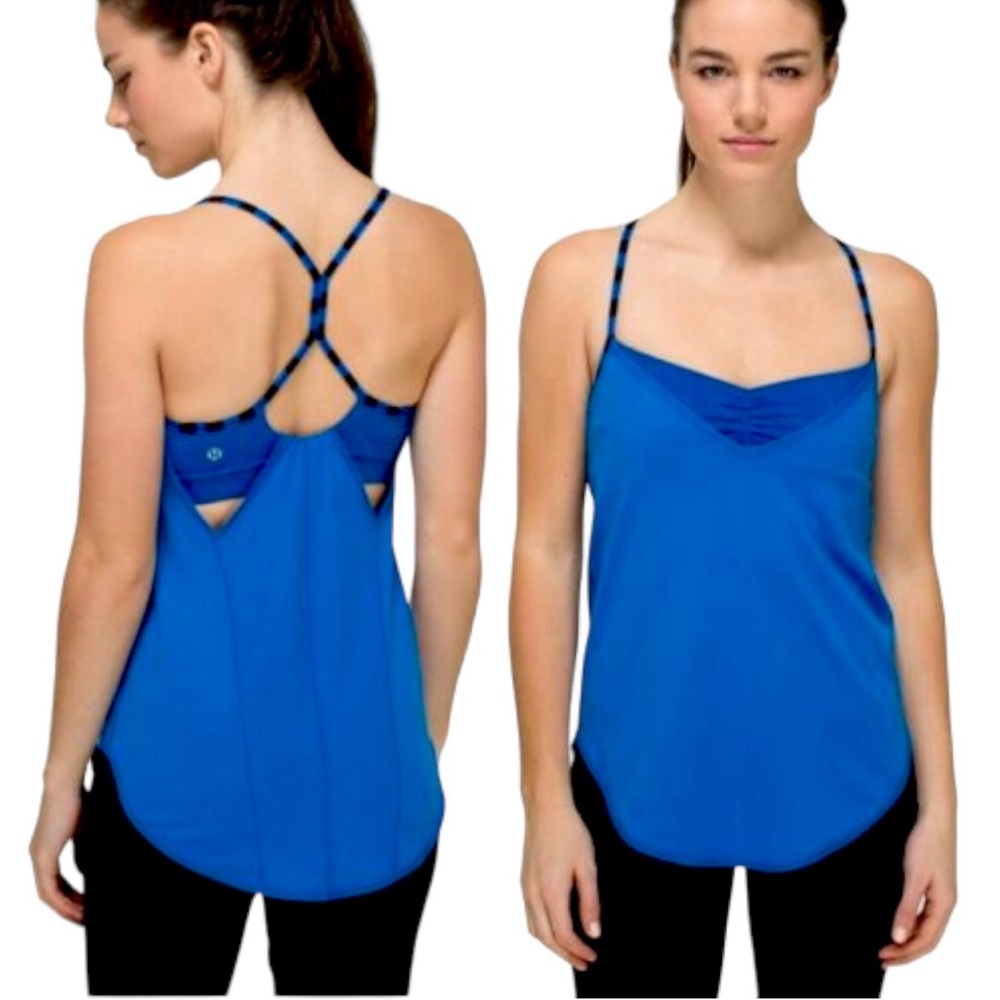 Lululemon Roll Out Tank Baroque Blue Mini Hyper Stripe work out shirt